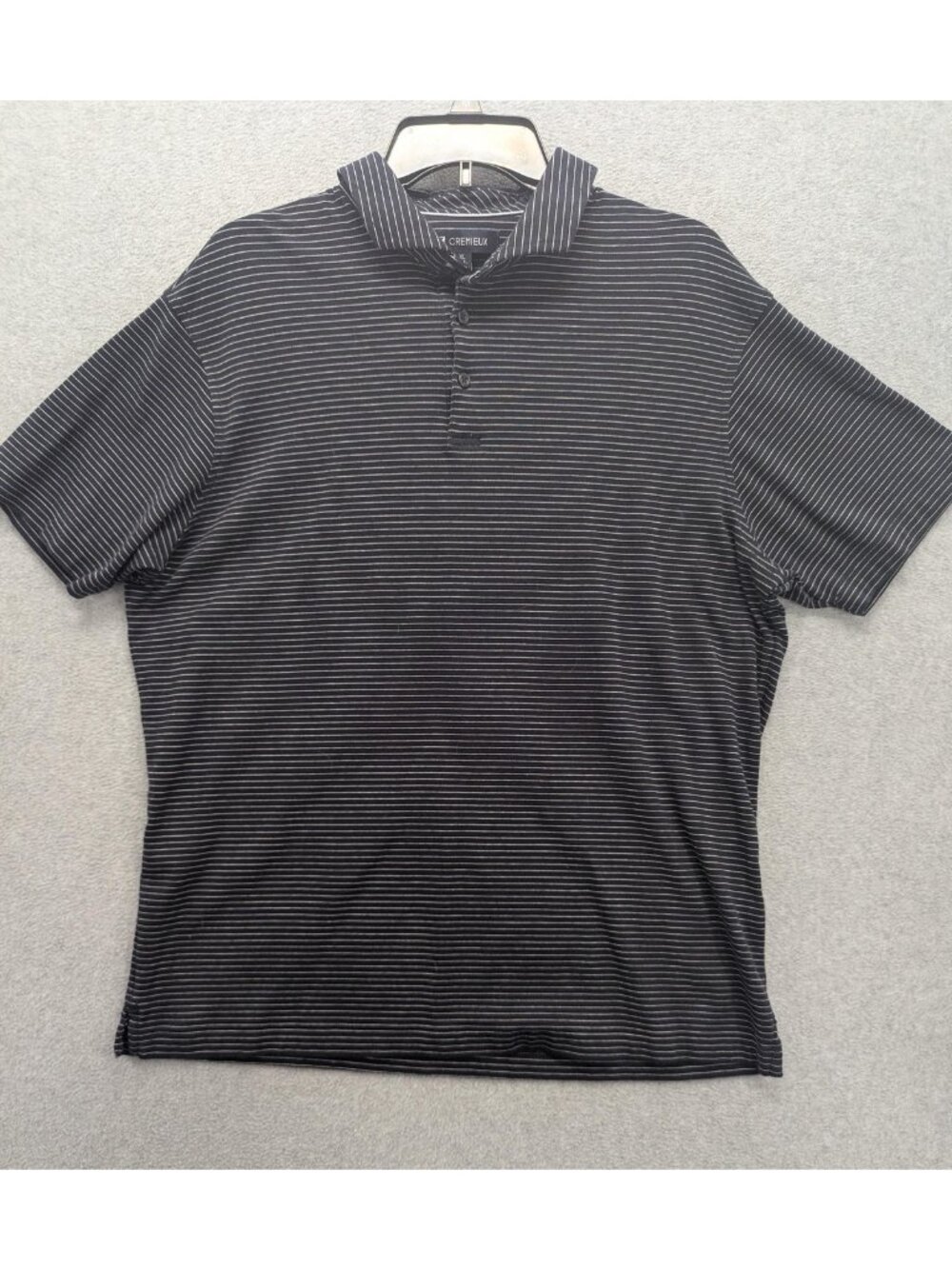 Cremieux Polo Shirt Mens XL Blue Striped 100% Cotton Short Sleeve Casual